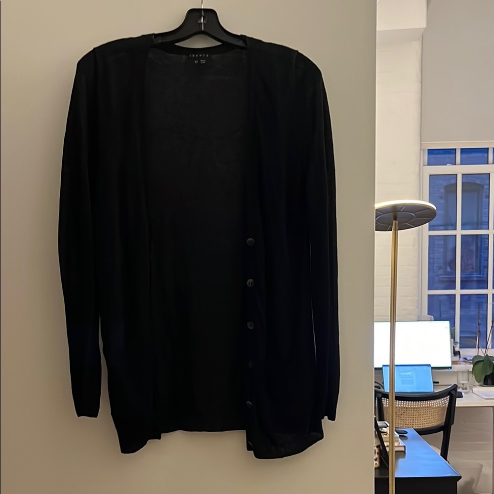 Theory Linen Black Sweater Cardigan